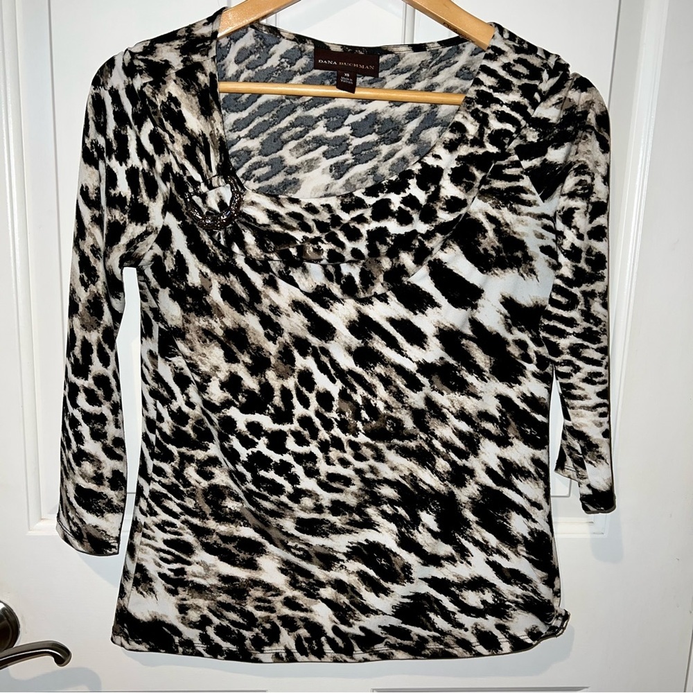 Dana Bachman Animal Print Blouse Size XS